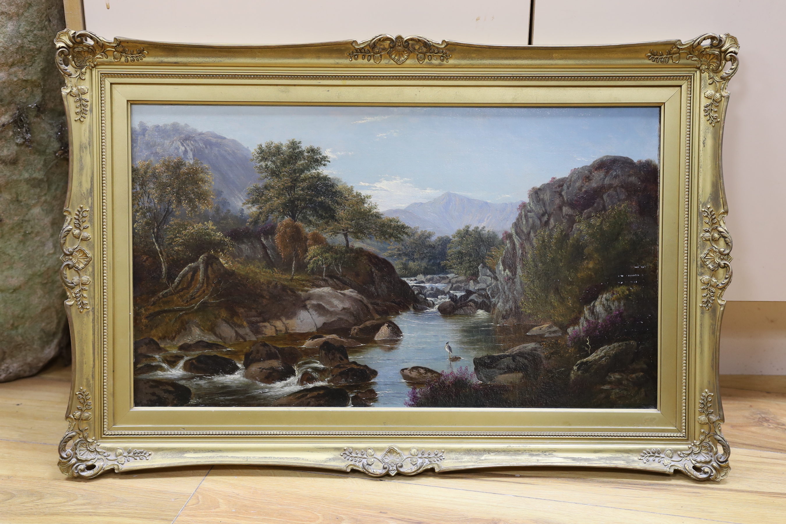 James Roberts (19th C.), oil on canvas, The pond of the heron, North Wales, inscribed verso, 34 x 60cm